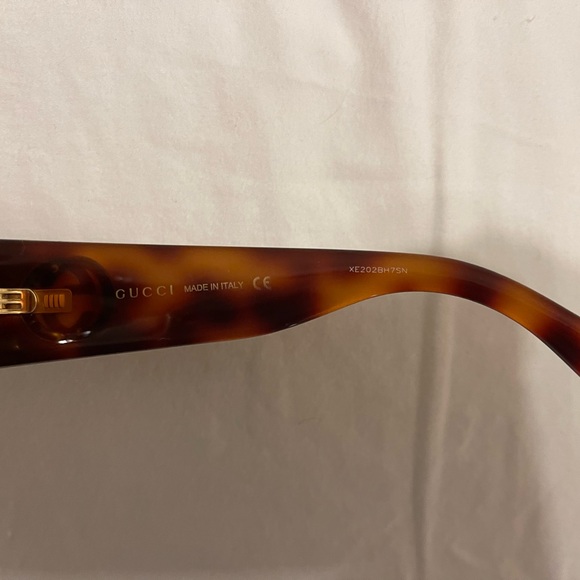 Gucci Like New Squared Round Sunglasses GG142SA Havana Brown Green Lens
